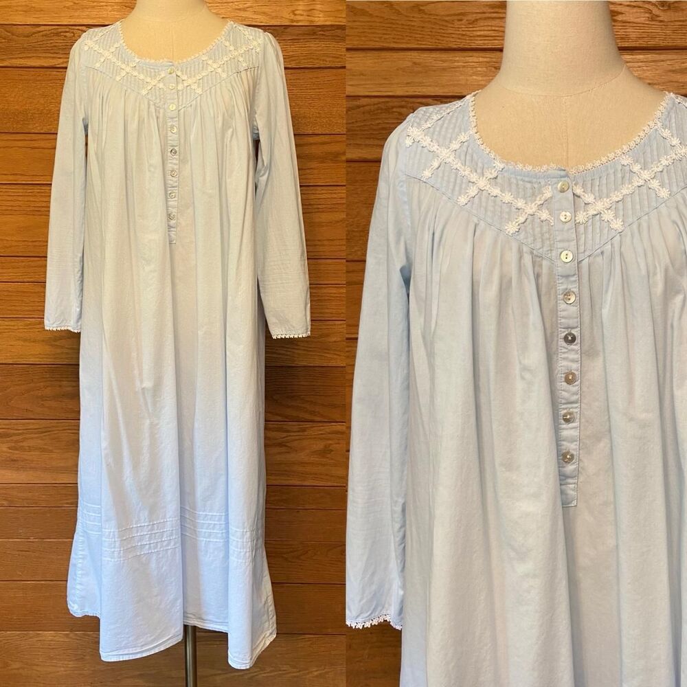 Eileen West cotton blue long sleeved traditional nightgown